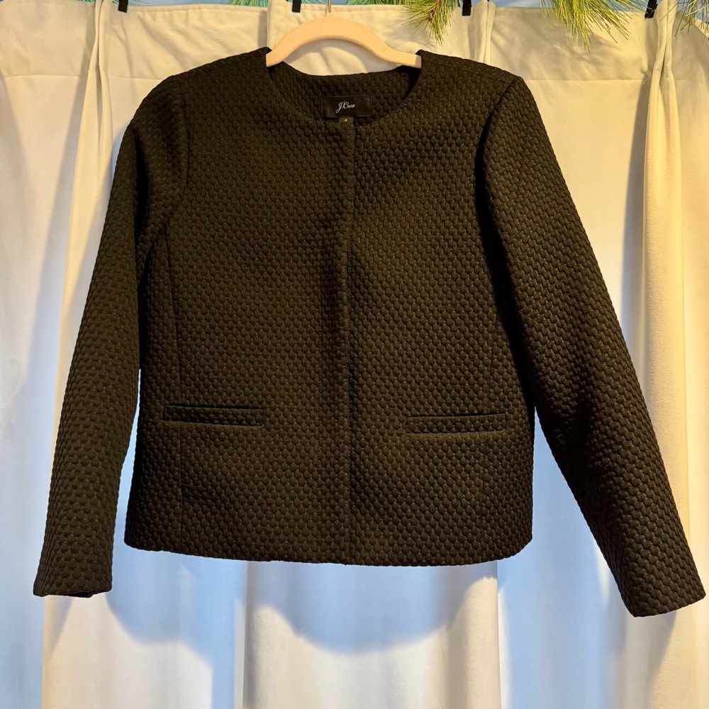 J. Crew Portfolio Jacket in Matelasse Fabric Black Size 4 - Picture 2 of 7